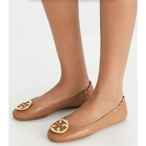 Tory Burch Minnie Travel Ballet Flats with Gold Logo